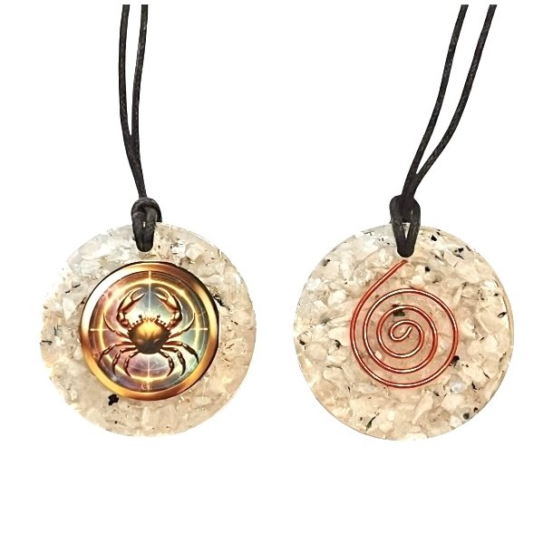 Spirituelt orgonit vedh�ng med regnbue m�nesten � Krebsens stjernetegn