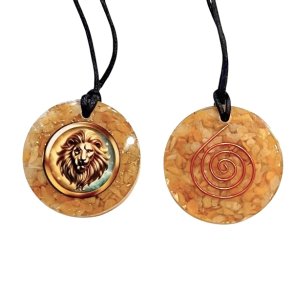 Spirituelt orgonit vedh�ng med gul calcit � L�vens stjernetegn