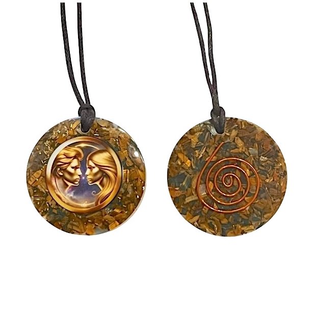 Spirituelt orgonit vedh�ng med tiger�je � Tvillingens stjernetegn