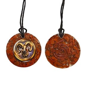 Spirituelt orgonit vedh�ng med r�d jaspis � V�dderens stjernetegn