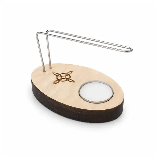 Palo Santo holder i tr� med metalstativ og plads til fyrfadslys