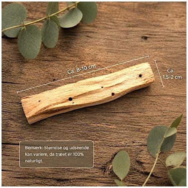 Palo Santo tr� med m�l ca. 8&ndash;10 cm og 1,5&ndash;2 cm i tykkelsen