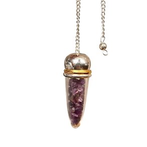 Pendul med Ametyst chips  ca. 23,5 cm, Perfekt til Meditation og Healing