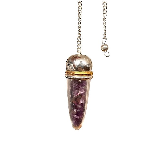 Pendul med Ametyst chips � ca. 23,5 cm, Perfekt til Meditation og Healing