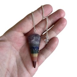 Pendul m. 7 chakra sten, Ml ca. 4,5 x 2 cm