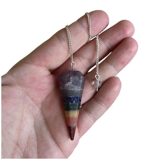 Pendul m. 7 chakra sten, Ml ca. 4,5 x 2 cm