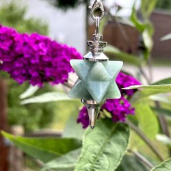 Grn aventurin penduler med merkaba stjerne | Ml 24 x 2 x 2 cm