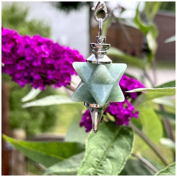 Grn aventurin penduler med merkaba stjerne | Ml 24 x 2 x 2 cm