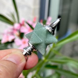 gr�n aventurin pendul med merkaba stjerne til held, ro og balance