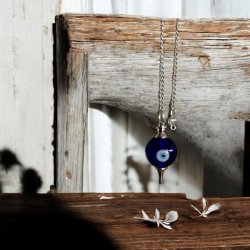 pendul med tyrkisk �je og bjergkrystal til energi, intuition og beskyttelse