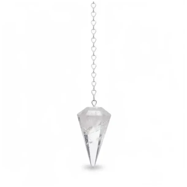 Bjergkrystal pendul 4 cm � klart redskab til intuition, fokus &amp; energi