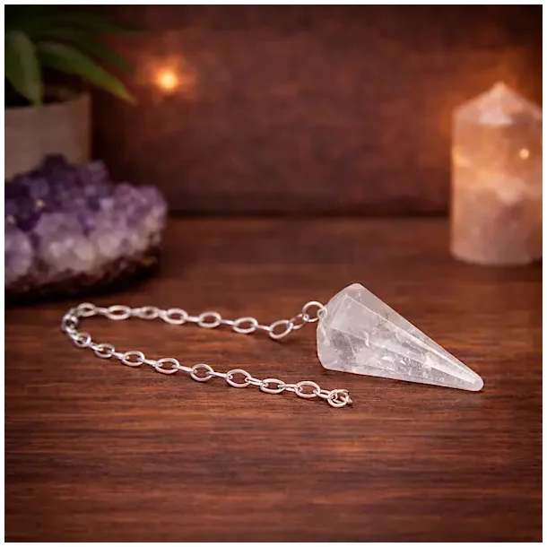 Bjergkrystal pendul 4 cm � klart redskab til intuition, fokus &amp; energi