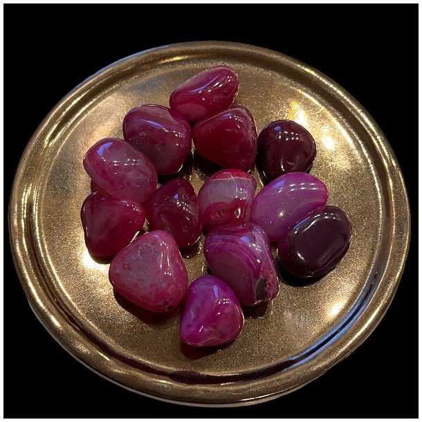 Pink agat | lommesten | M�l 2,5 og 3 cm