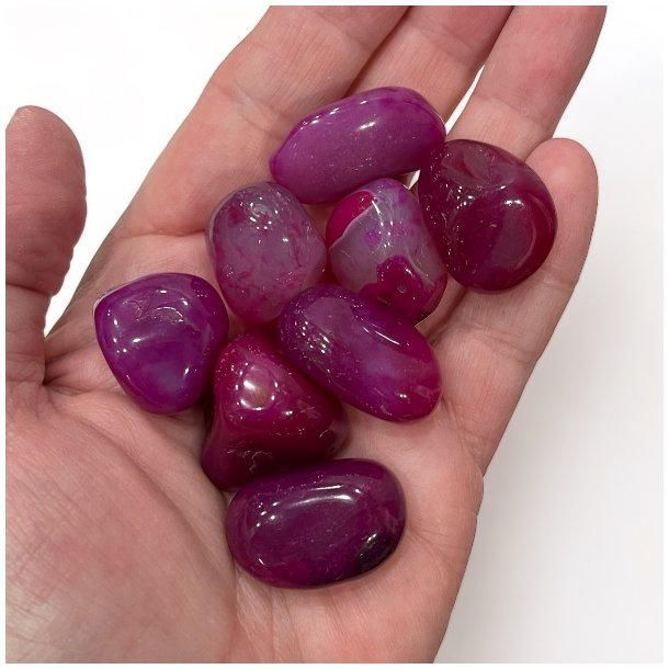 Pink agat | lommesten | Ml 2,5 og 3 cm