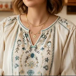 Forgyldt Dobbeltkde med Livets Tr, Bl Howlit og Rhinsten  Livets Energi