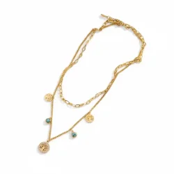 Forgyldt Dobbeltkde med Livets Tr, Bl Howlit og Rhinsten  Livets Energi