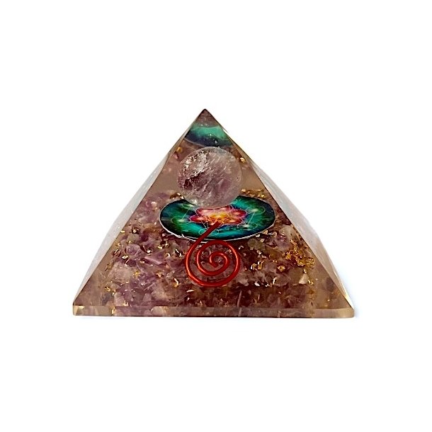 Orgonit Pyramide med Ametyst og metatron�s Cube - 4,2 x 3,6 cm
