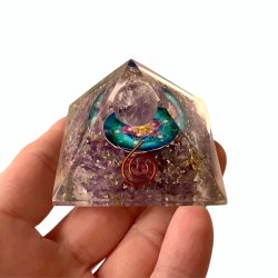 Orgonit Pyramide med Ametyst og metatrons Cube - 4,2 x 3,6 cm