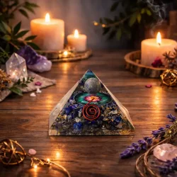 Orgonit Pyramide med lapis lazuli og metatron�s Cube - 4,2 x 3,6 cm