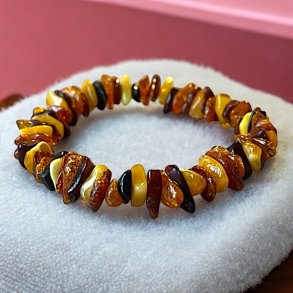 Elegant Elastisk Rav armbnd i gte baltisk rav  Perfekt Pasform -16,5-19 cm