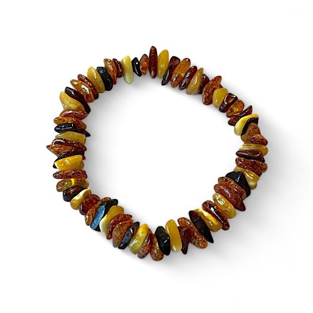 Elegant Elastisk Rav armbnd i gte baltisk rav  Perfekt Pasform -16,5-19 cm