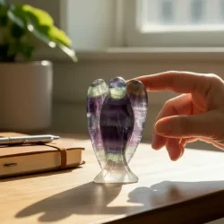 One of a Kind Regnbue Fluorit Engel 8 cm i Fineste Kvalitet