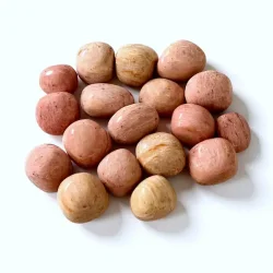 Rhodonit lommesten fra Australien 2�3 cm � rund poleret sten i rosa og rosa-beige