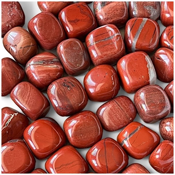 R�d jaspis | lommesten | M�l ca. 3 cm