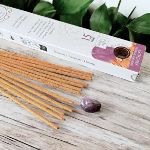 Lavendel Rgelse & Ametyst  11-12 rgelsespinde med krystal til ro, balance og fordybelse