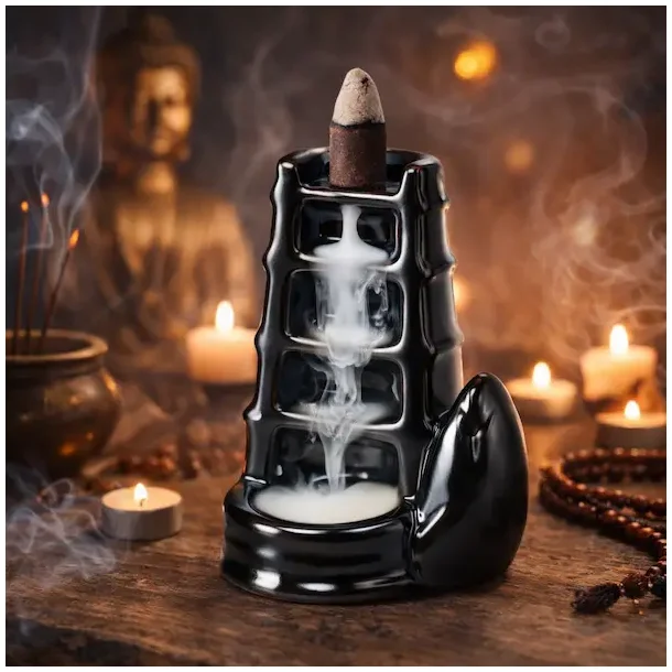 Backflow R�gelsesholder Vandfald i Sort Keramik � Model B 12 cm