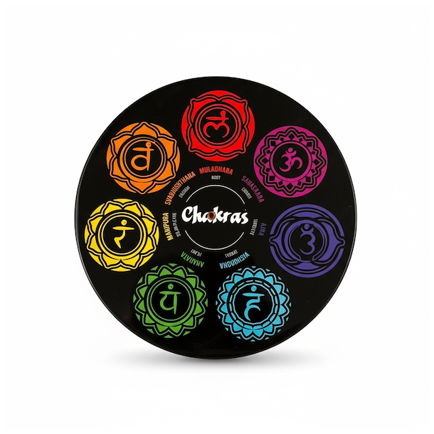 Chakra rgelsesholder i mangotr 10 cm  smuk, stabil og spirituel rgelsebase