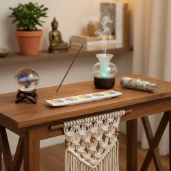 R�gelsesholder i sandsten med flower of life-design - perfekt til r�gelsespinde!