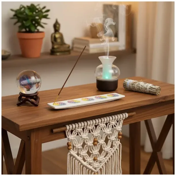 R�gelsesholder i sandsten med flower of life-design - perfekt til r�gelsespinde!