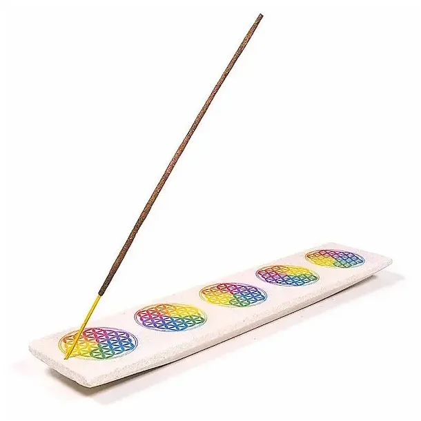 R�gelsesholder i sandsten med flower of life-design - perfekt til r�gelsespinde!