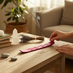 R�gelsesholder i pink tr� med smukke udsk�ringer � 25,5 x 3,7 cm dekorativ