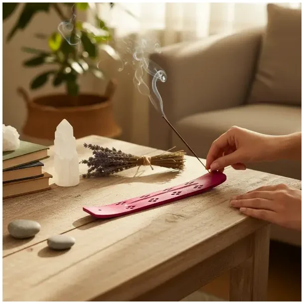 R�gelsesholder i pink tr� med smukke udsk�ringer � 25,5 x 3,7 cm dekorativ