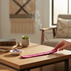 R�gelsesholder i pink tr� med smukke udsk�ringer � 25,5 x 3,7 cm dekorativ