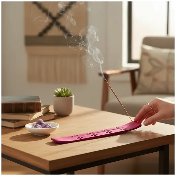 R�gelsesholder i pink tr� med smukke udsk�ringer � 25,5 x 3,7 cm dekorativ