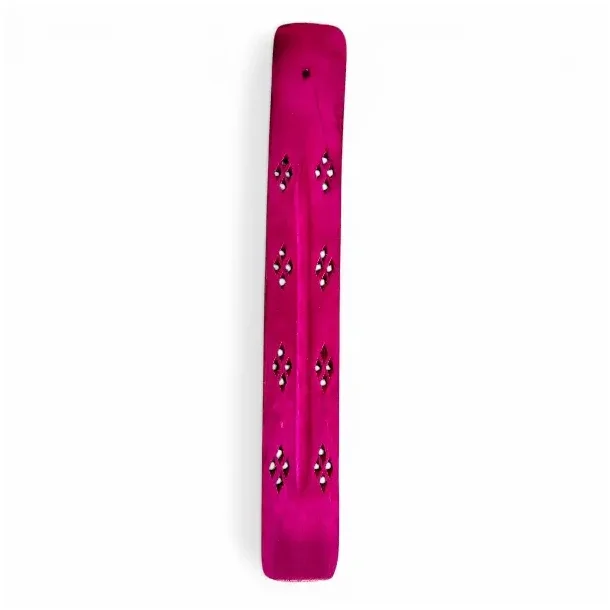 R�gelsesholder i pink tr� med smukke udsk�ringer � 25,5 x 3,7 cm dekorativ