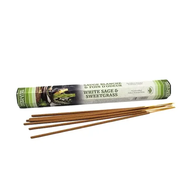 Hndrullet Rgelsespinde fra Green tree med Hvid Salvie &amp; Sweetgrass til Ren Energi