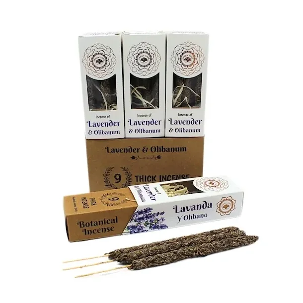 Lavendel &amp; Olibanum Rgelse  Hndrullede Botaniske Rgelsespinde til Meditation &amp; Ro
