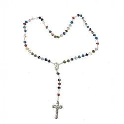 H�ndlavet Rosenkransk�de med hjerteperler i Muranoglas � 55 perler, 54 cm lang