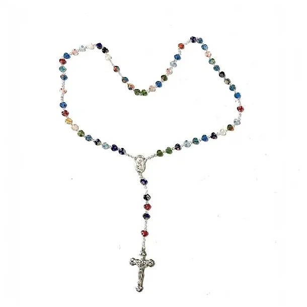 H�ndlavet Rosenkransk�de med hjerteperler i Muranoglas � 55 perler, 54 cm lang
