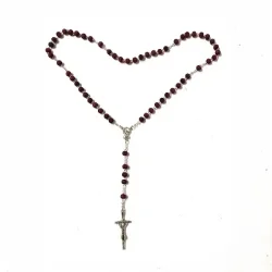 Rosenkranskde i rosentr med 59 perler og kors  hndlavet kde med skn duft af roser