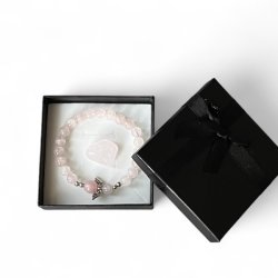 Gavest med Rosenkvarts Armbnd, Skytsengel og Lommesten  Ml 16,5-18 cm