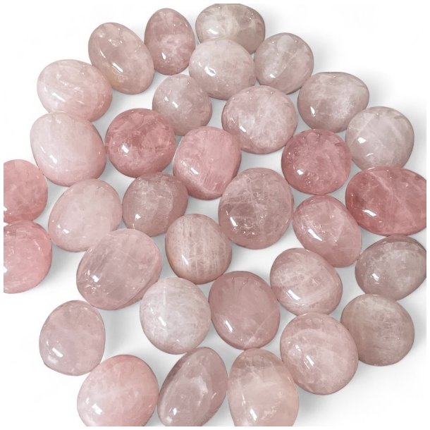Rosenkvarts | Rosakvarts Lommesten, runde,  M�l 2,5 - 3 cm