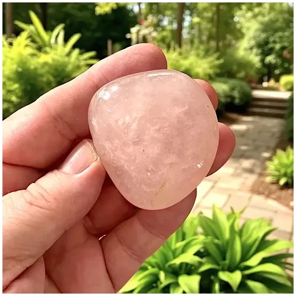 Rosenkvarts freeform XL poleret og fine,  Ml ca. 4 - 5 cm
