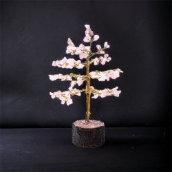 Krystaltr� i Rosenkvarts p� base af neemtr� | M�l ca. 18 -19 cm udsl�et