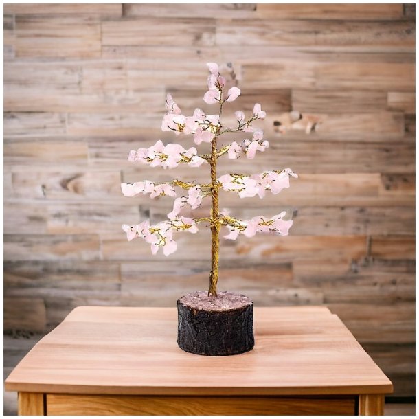 Krystaltr i Rosenkvarts p base af neemtr | Ml ca. 18 -19 cm udslet