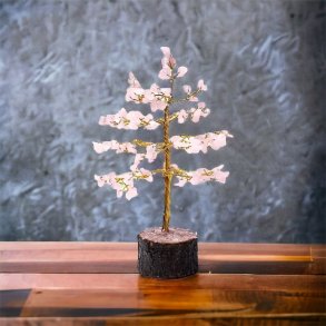 Krystaltr i Rosenkvarts p base af neemtr | Ml ca. 18 -19 cm udslet